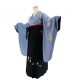 卒業式袴レンタルNo.440[シンプル]薄い群青色・桜梅・花の丸